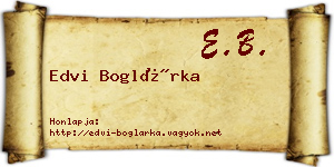 Edvi Boglárka névjegykártya